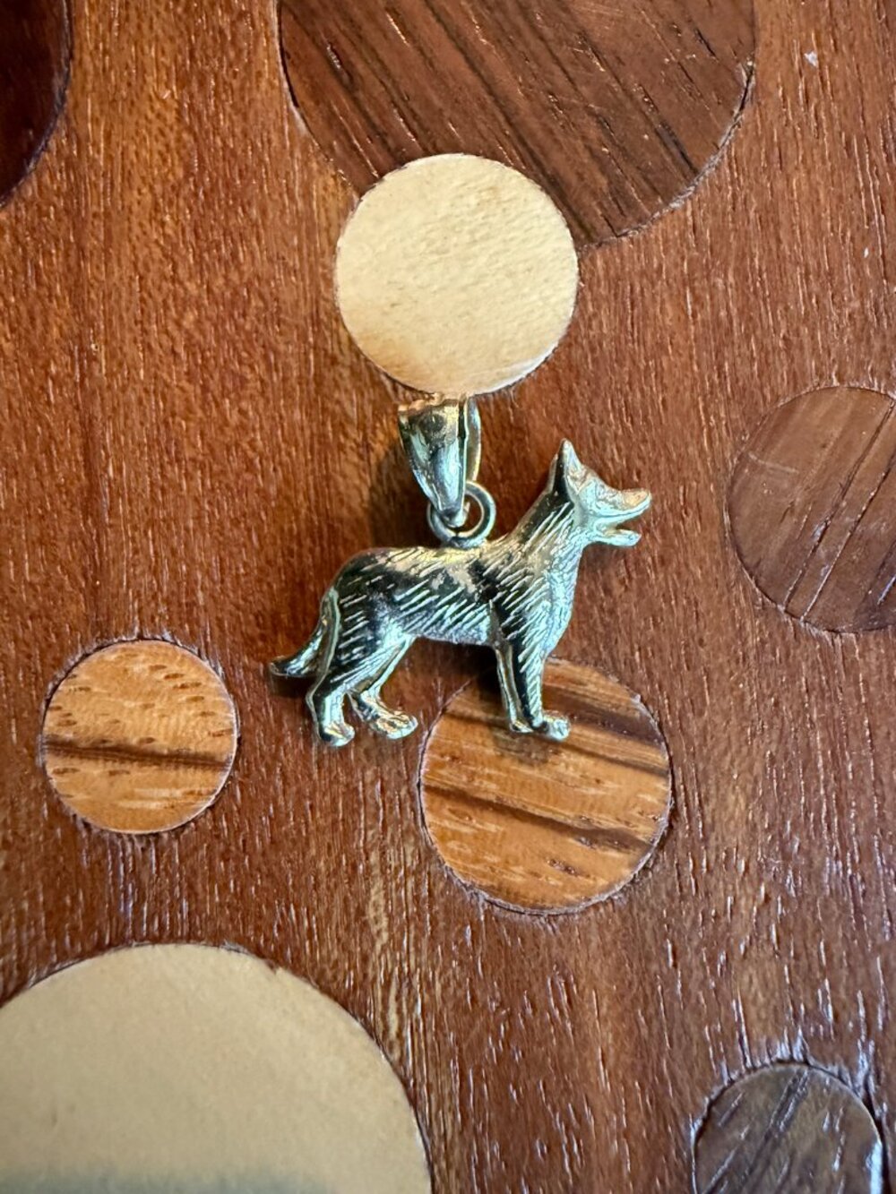 Solid 14K Yellow Gold German Shepherd Dog Pet Necklace Charm Pendant